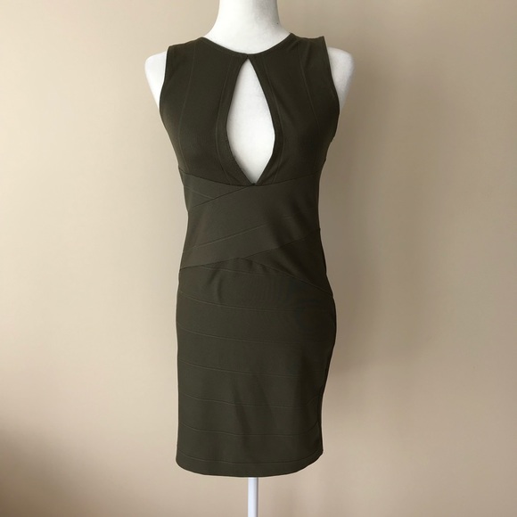 Missguided body con army green keyhole mini dress - Picture 1 of 8